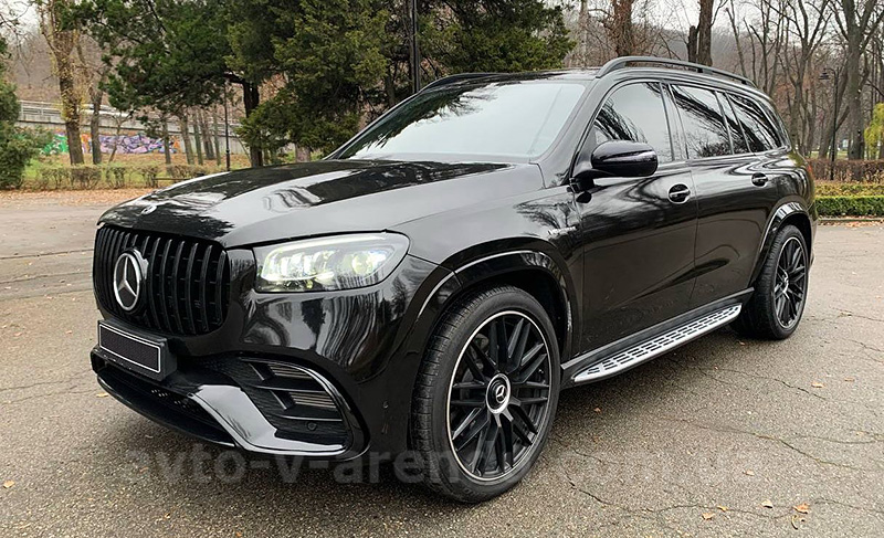 Оренда позашляховика Mercedes GLS 63 AMG чорний 5 місць з водієм, прокат авто Мерседес GLS 63 AMG без водія у Києві